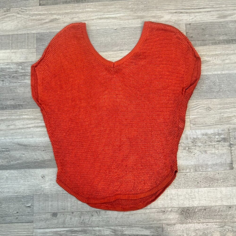 White House Black Market Orange Dolman Double V Pullover Sweater S50